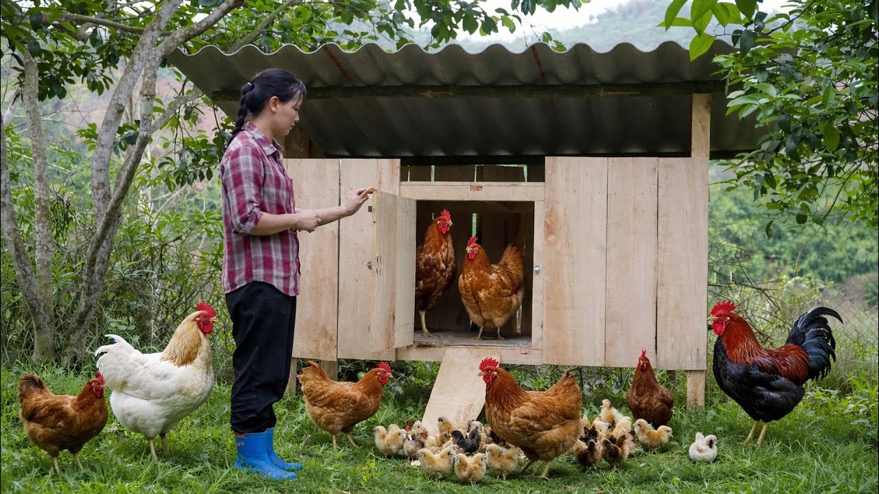 The girl built  simple chicken coop herself from bamboo and wood.The outcome was unexpected.|Tử Yên|