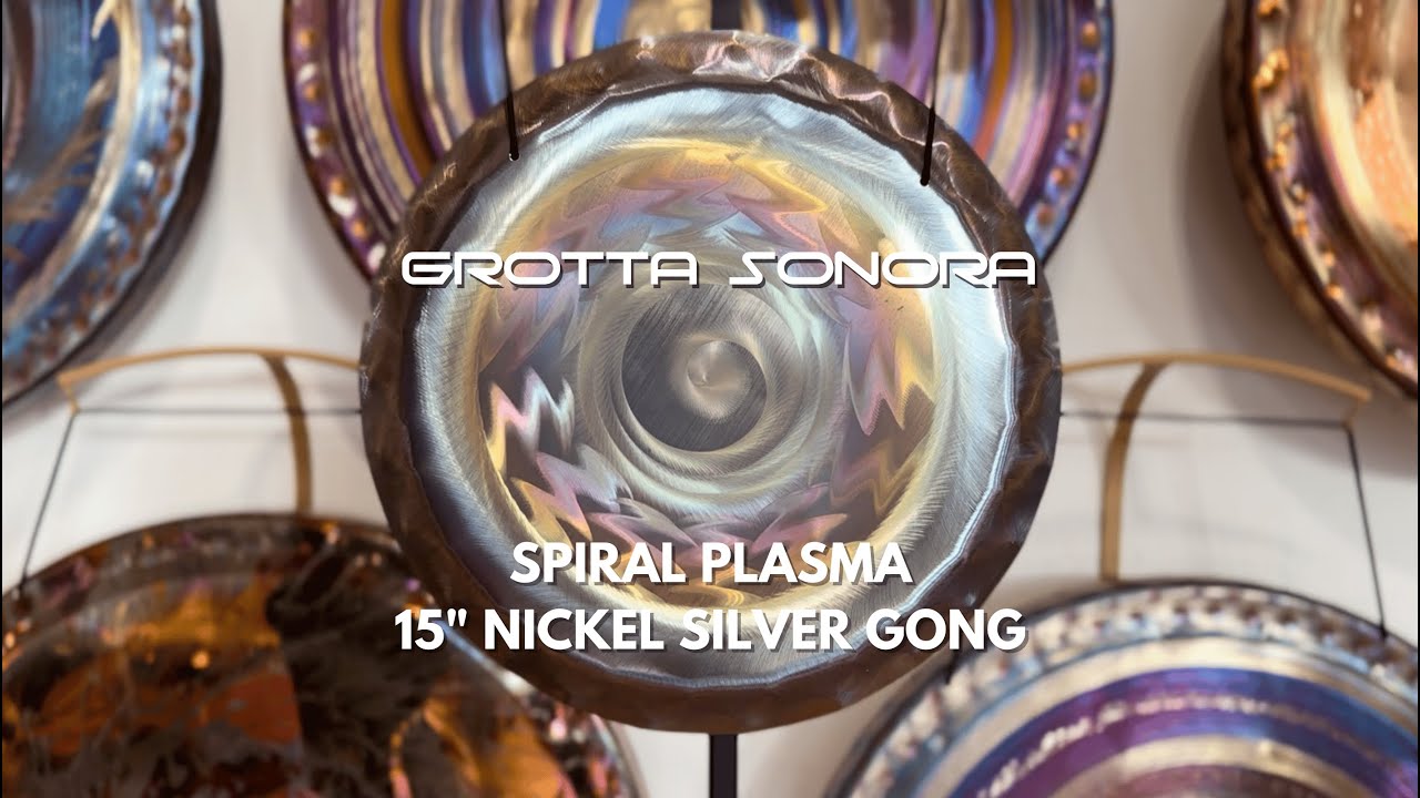 Grotta Sonora - 15" Nickel Silver Handheld Gong -  Spiral Plasma - G 195,2 Hz  -6,9 centS