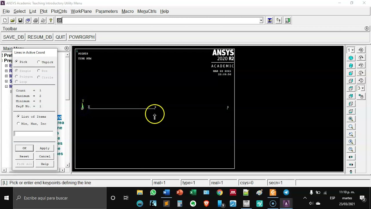 Practica 11 - Análisis de una viga con carga distribuida en ANSYS APDL