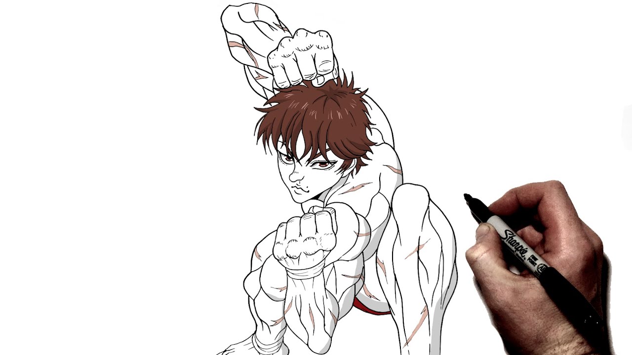 How To Draw Baki (Fight Pose) | Step By Step | Baki Hanma S2