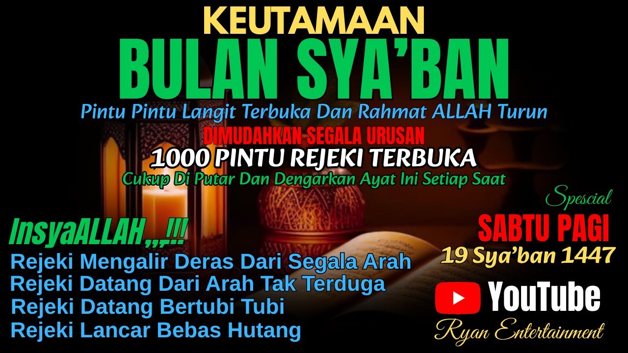 🤲 Sabtu Pagi Bulan Sya’ban | Buka Pintu Rezeki, InsyaAllah Kaya Berkah, Rezeki Datang Tanpa Henti