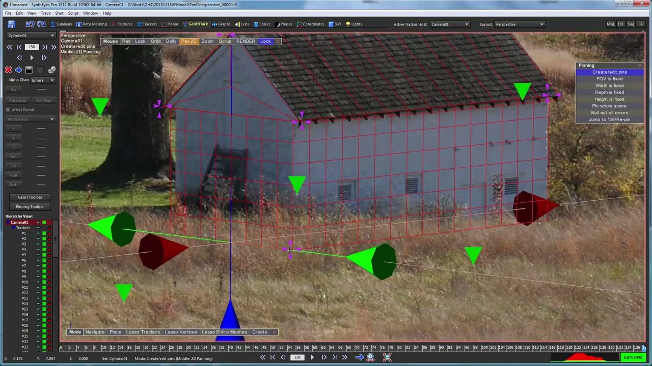 Aligning Tripod Shots in SynthEyes Using Existing Meshes and Pin Scene
