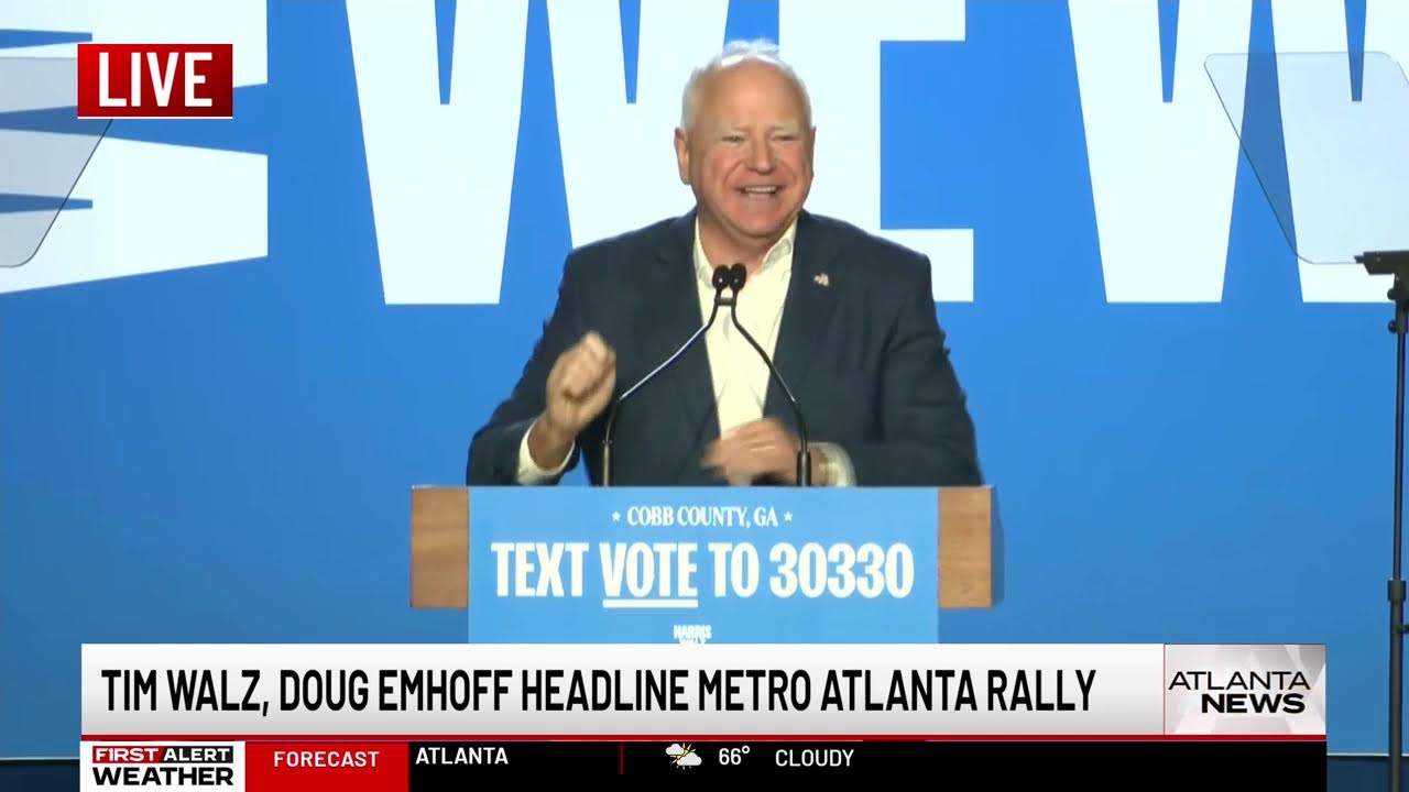 Tim Walz, Doug Emhoff headline metro Atlanta rally