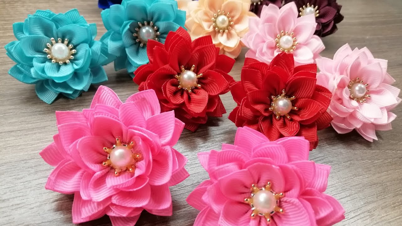 🌸Так просто🌸Маленькие цветочки из ленты 2.5см/🌸Ribbon Flowers🌸DIY