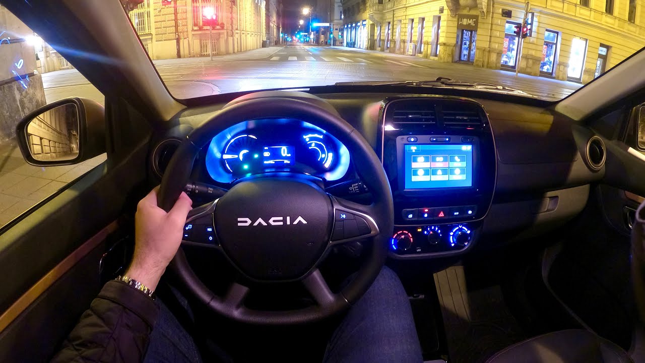 DACIA SPRING Extreme 2023 - NIGHT POV test drive & REVIEW (65 HP)