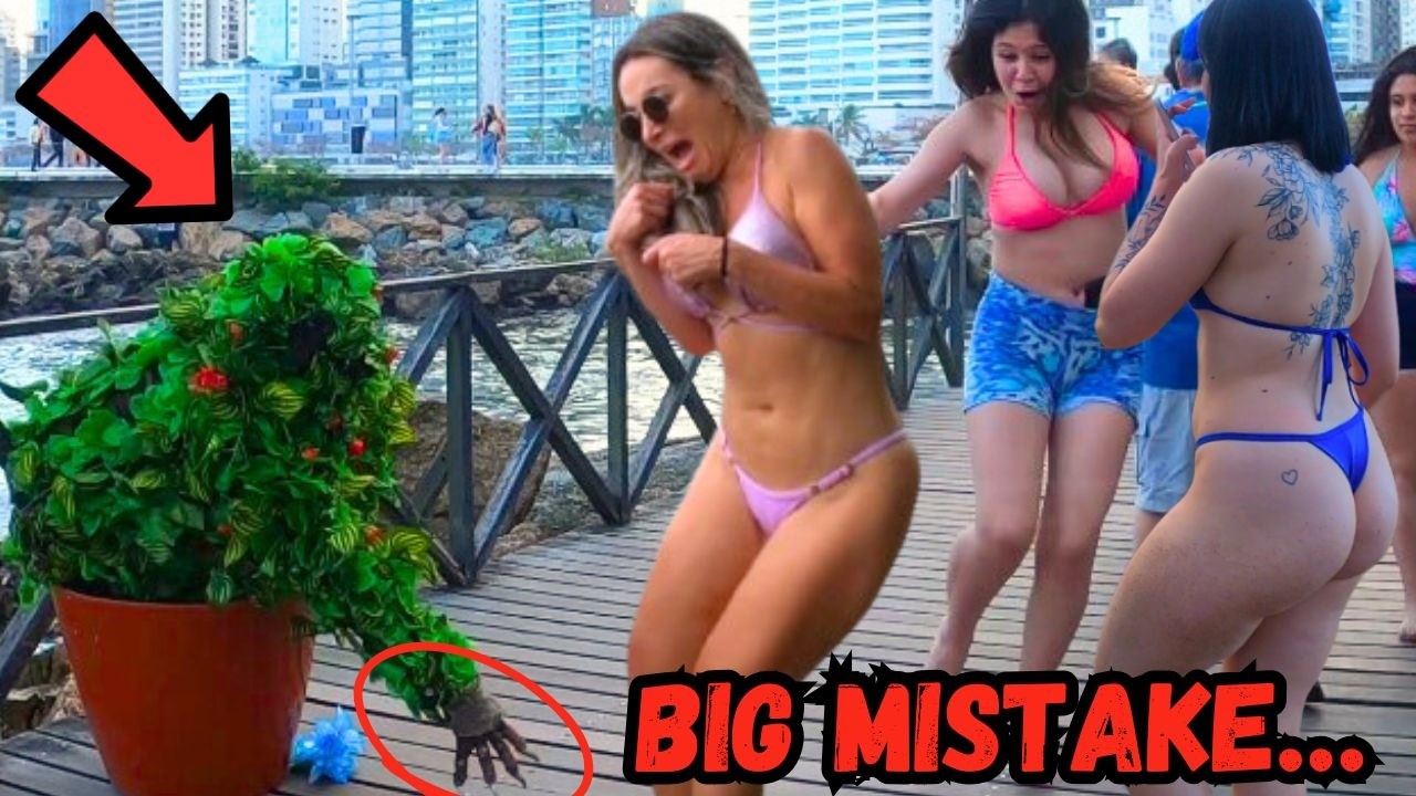 They Tried to Stay Brave… Until This Happened 😳🌿 Bushman Prank On The Beach! Epic Reactions!