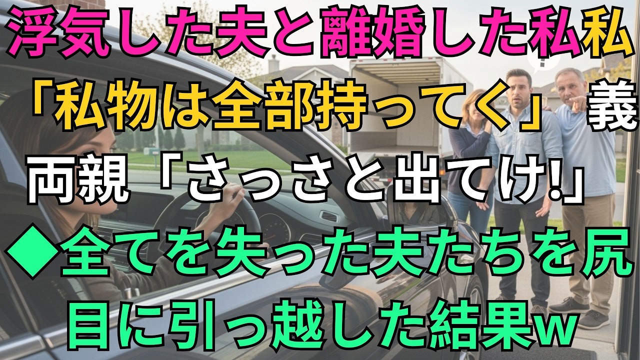 【子猫する話】浮気旦那と離婚。私「私物は全部持って行きますから」夫両親「さっさと出てけ！」⇒引っ越しトラックを見送り、車に乗り込んだ私に夫「えっ？」【朗読】