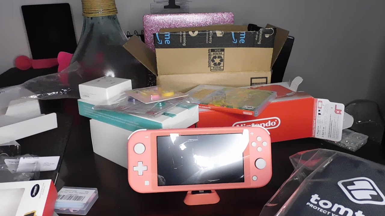 NINTENDO SWITCH LITE CORAL UNBOXING + CUTE/GIRLY ACCESSORIES :)