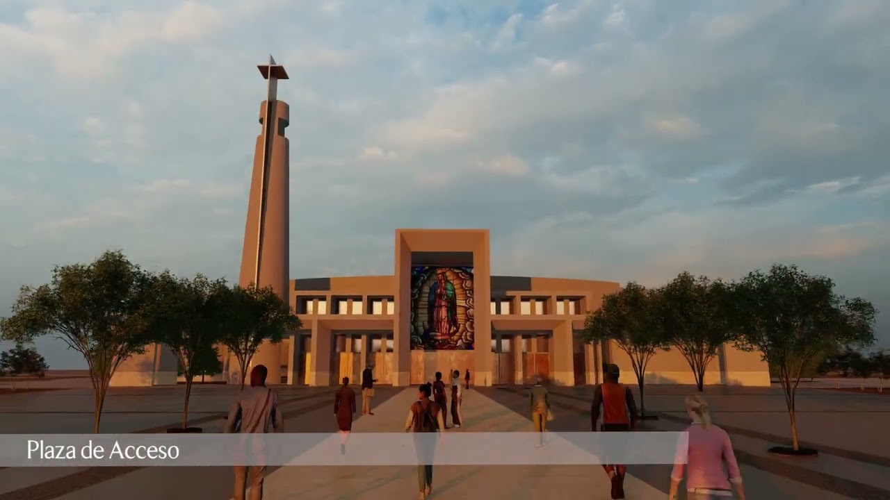 Basílica de Guadalupe en  Chihuahua. Video render 3D
