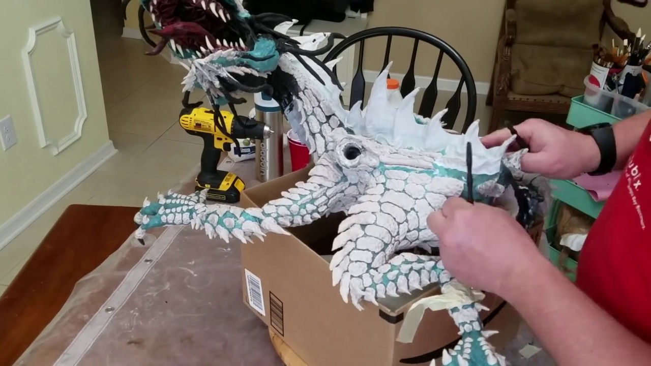 Paper Mache Green Dragon Full Body