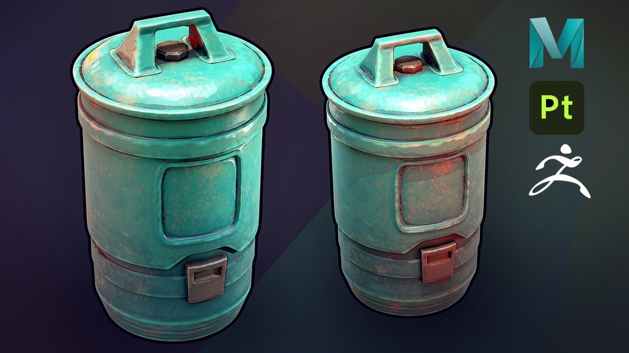 Making a Stylized Trash Can 3D Model in Maya 2026 and Substance Painter