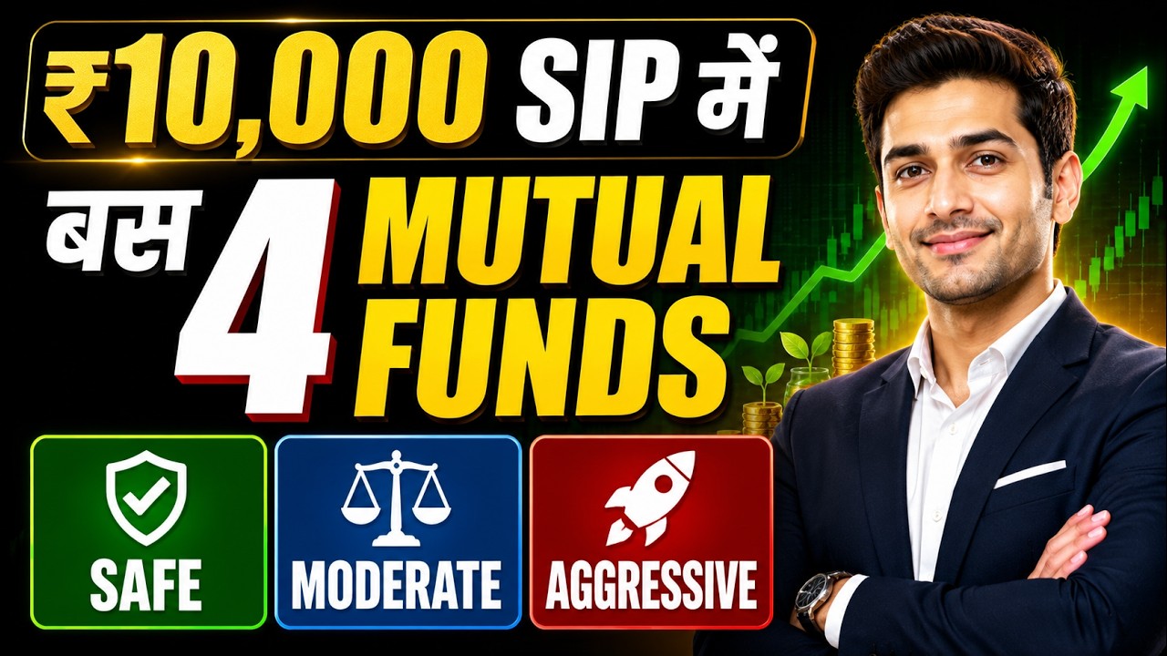 ₹10,000 SIP में बस 4 Mutual Funds | Safe + Moderate + Aggressive Portfolio