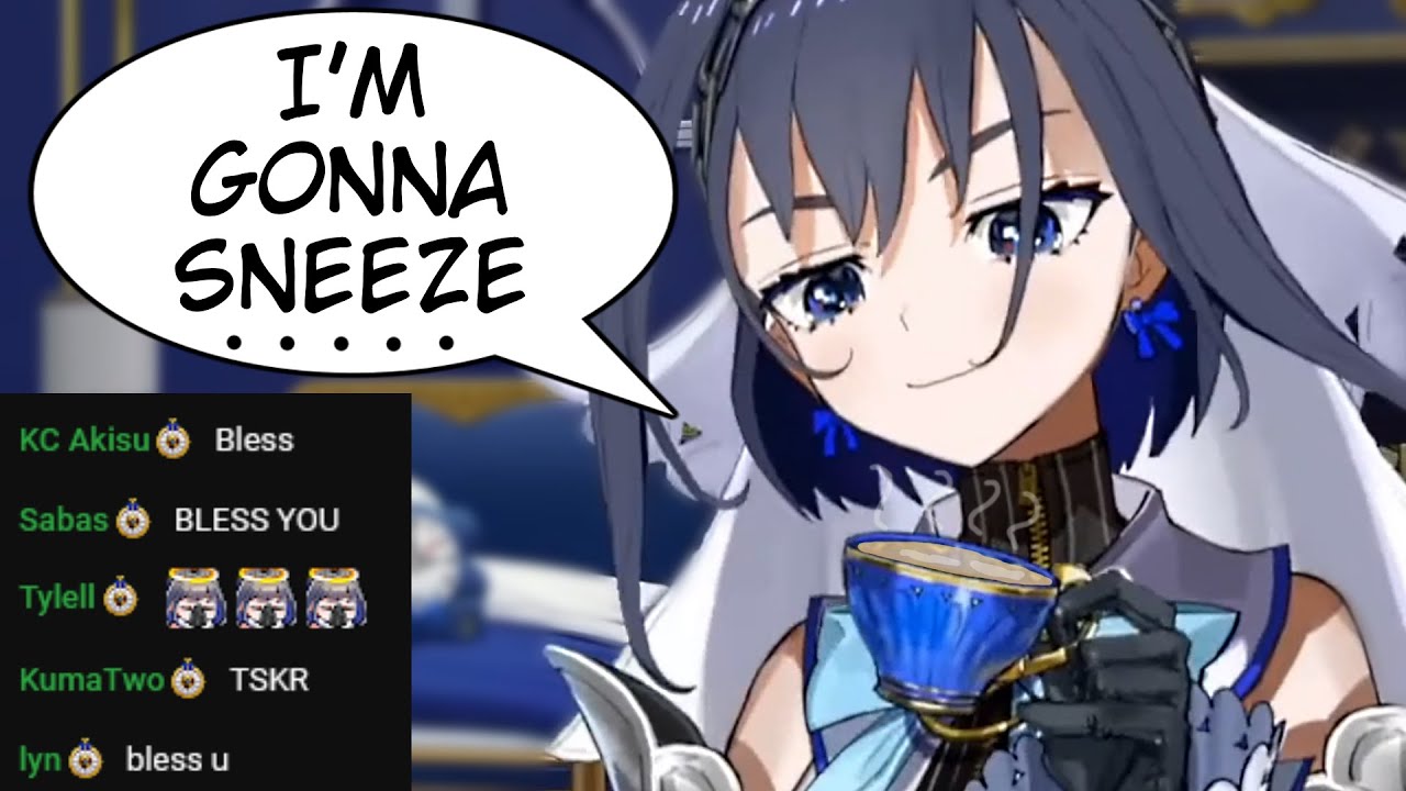 Kronii Sneezes And Coughs While Holding A Teacup【Hololive EN】