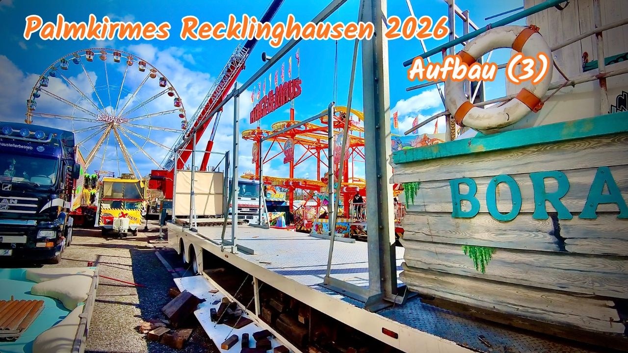 Palmkirmes Recklinghausen 2026 Aufbau 🎡 ES DREHT SICH 🚧 Giant Ferris Wheel is MOVING (Tag 3)
