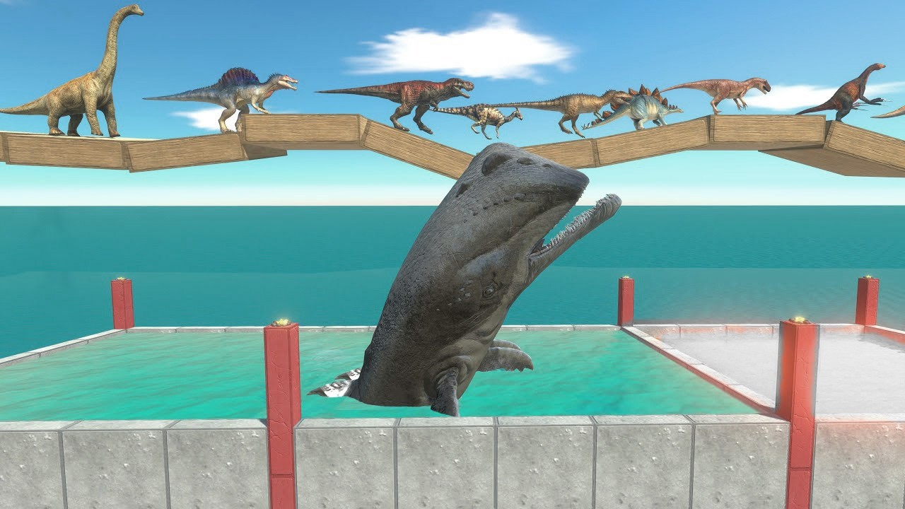 Cross the Broken Bridge Above Giant Livyatan – Animals & Dinosaurs Survival Test | ARBS