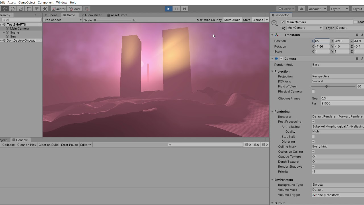 Sun Shafts and Volume Fog URP WIP