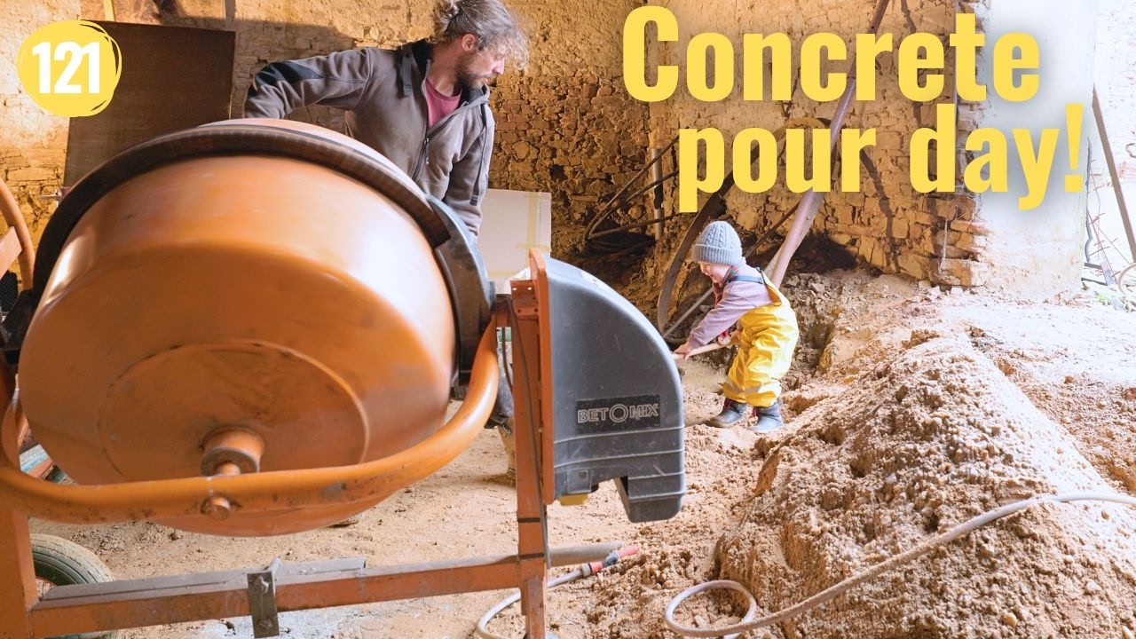 Concrete Footers Poured in the Old Barn, Heavy Rain Tests Drainage | Renovation in South France #121