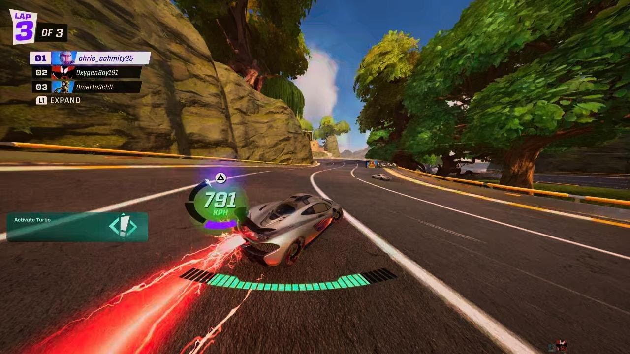 Fortnite Rocket Racing lapped Multiple players 1st place