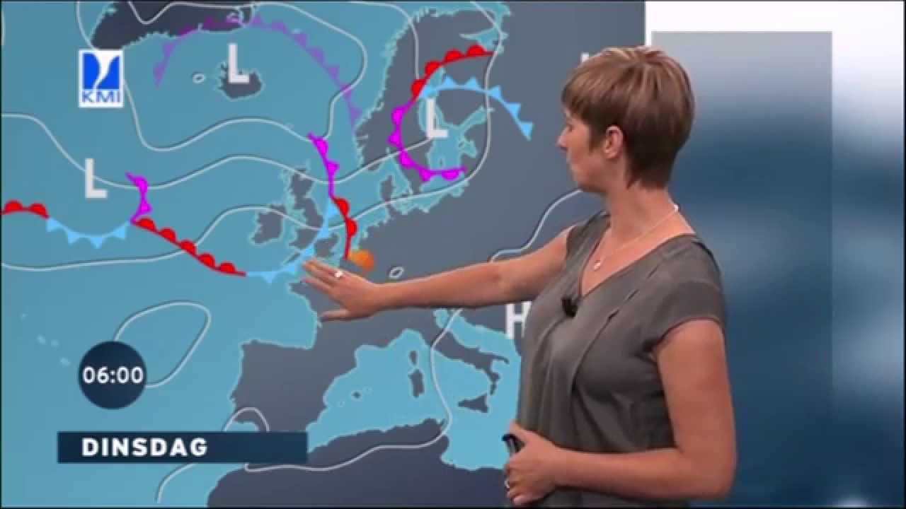 Weervrouw Sabine Hagedoren op 14 juli 2014 met weerbericht voor Vlaanderen