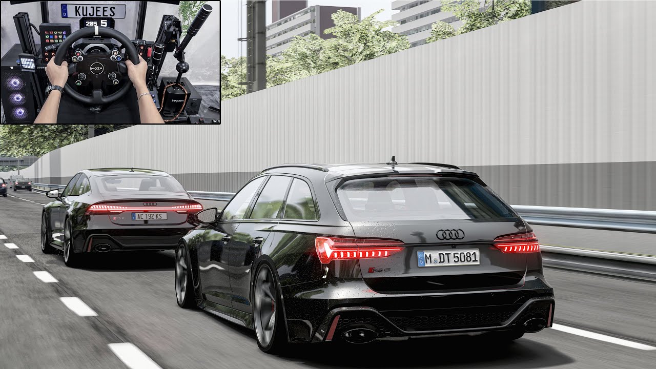 1058HP Audi RS6 & 880HP Audi RS7 - Assetto Corsa | Steering Wheel Gameplay