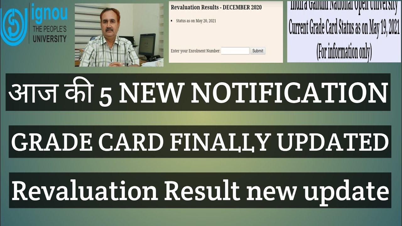IGNOU 5 NEW NOTIFICATION 21 MAY 2021 GRADE CARD UPDATE NEW NOTICE VC ADDRESS TO STUDENTS