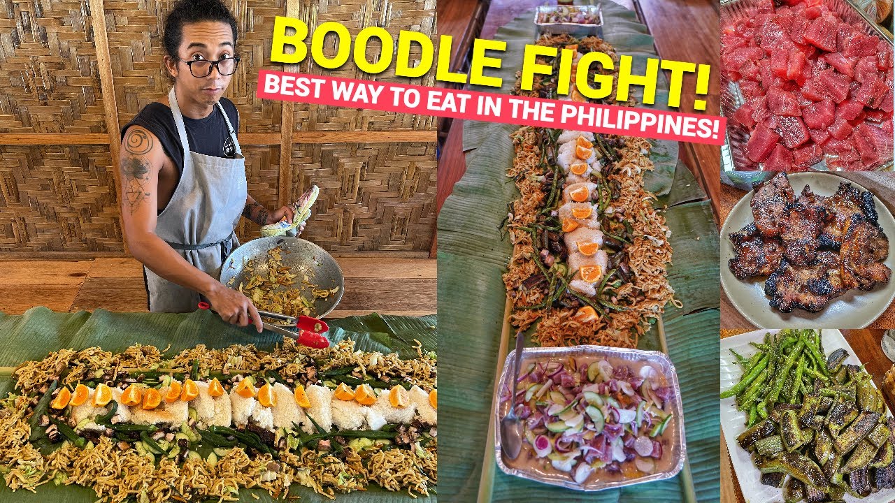 GIANT BEACH HOME BOODLE FIGHT - Philippines Best Way To Eat! (BecomingFilipino Family)