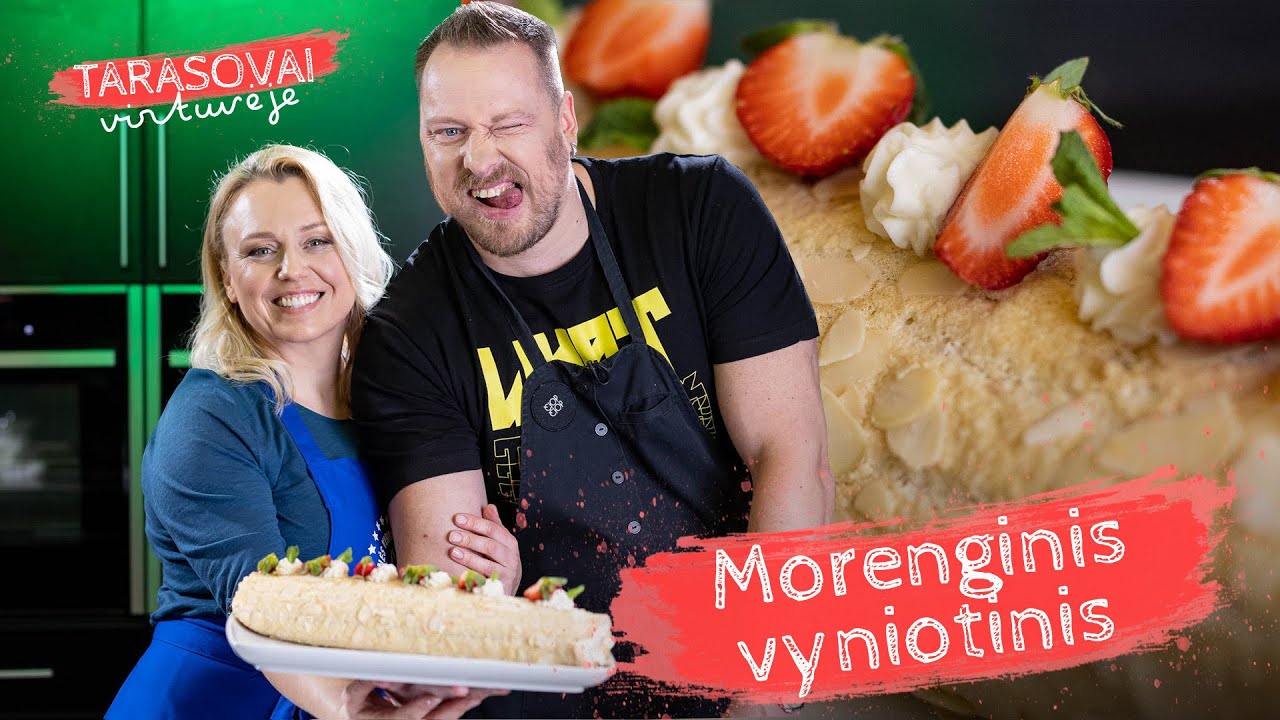 Tarasovai virtuvėje. Morenginis roletas su grietinėle ir braškėmis. Skanaus! 🍰😍
