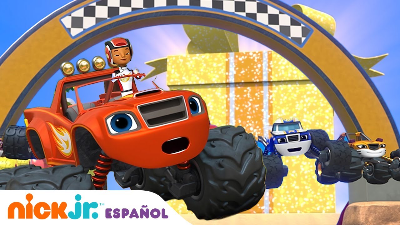 Blaze y los Monster Machines | ¡Blaze en la carrera por el regalo dorado! | Nick Jr. en Español