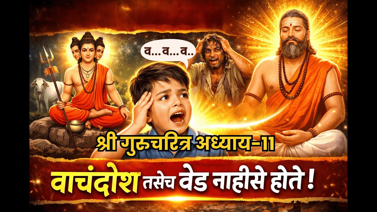 Shree #Gurucharitra Adhyay 11 with Lyrics | #श्रीगुरुचरित्र अध्याय ११| वाचंदोष तसेच,वेड नाहीसे होते.