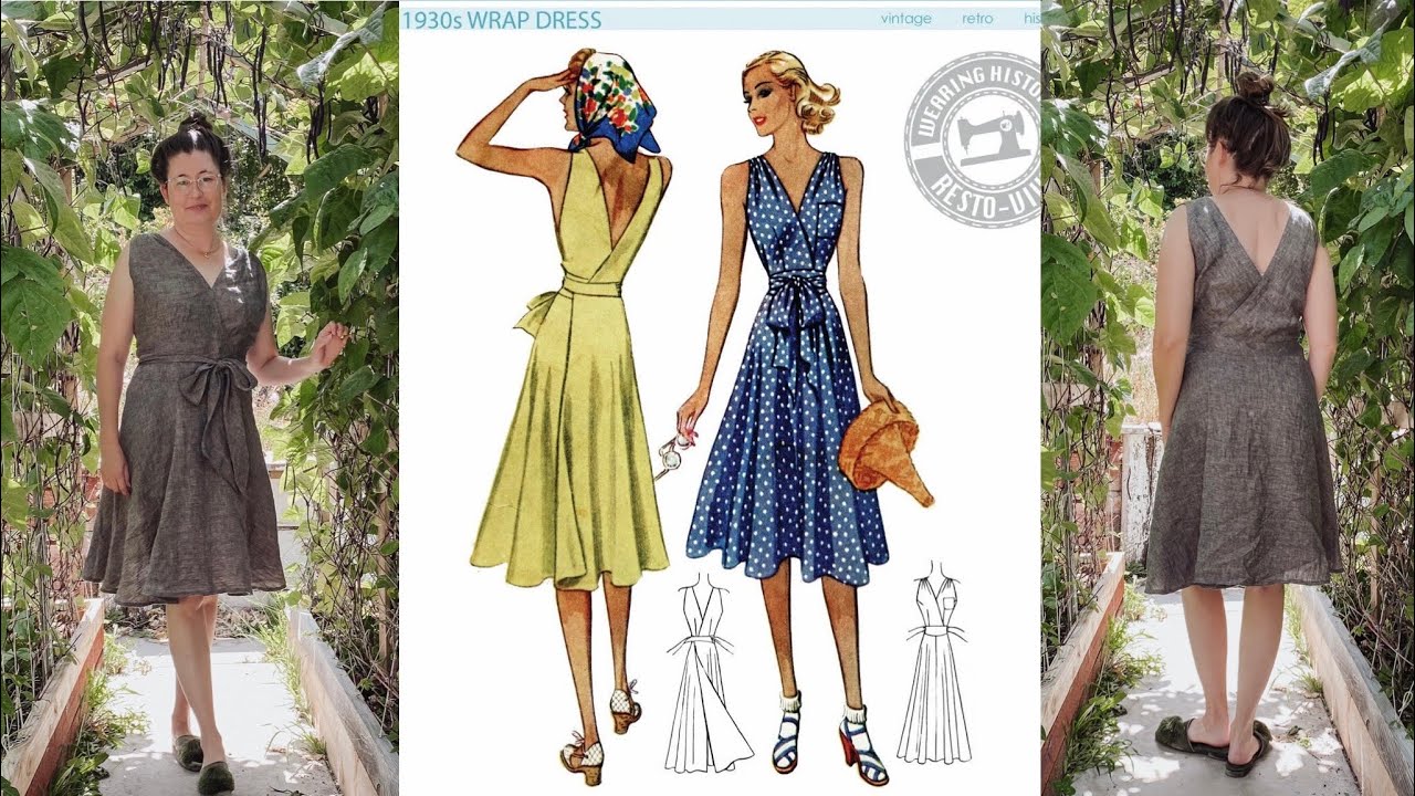Part III- 1939 Wrap Dress- How to Sew the Waistband & Finish- Wearing History 1930s Pattern