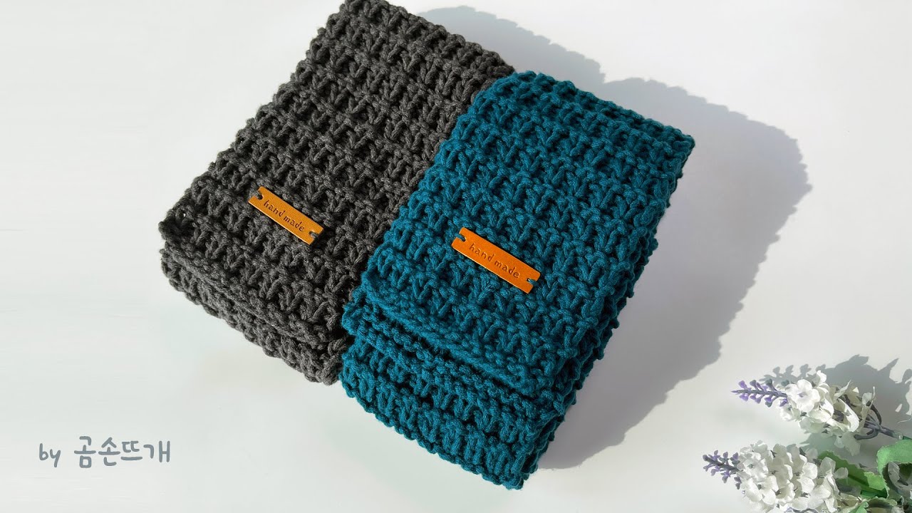 대바늘 겨울 목도리 뜨기, 초보자 와플 목도리,  Waffle Scarf, Basic Tutorial Knitting Scarf