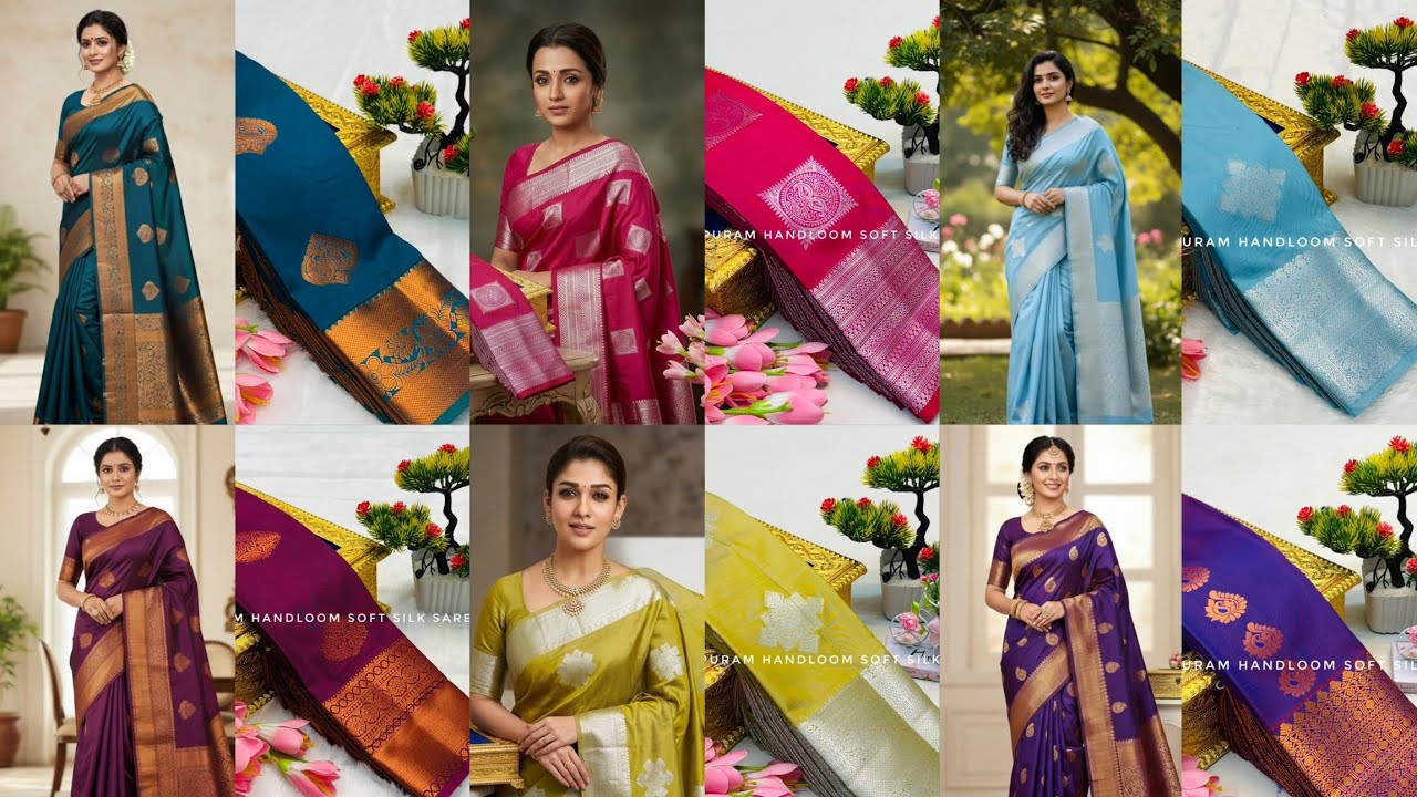 Kanchipuram Handloom Soft Silk Sarees | 💰 ₹1150 | WhatsApp - 8344378186 #silksaree #indiansilksaree
