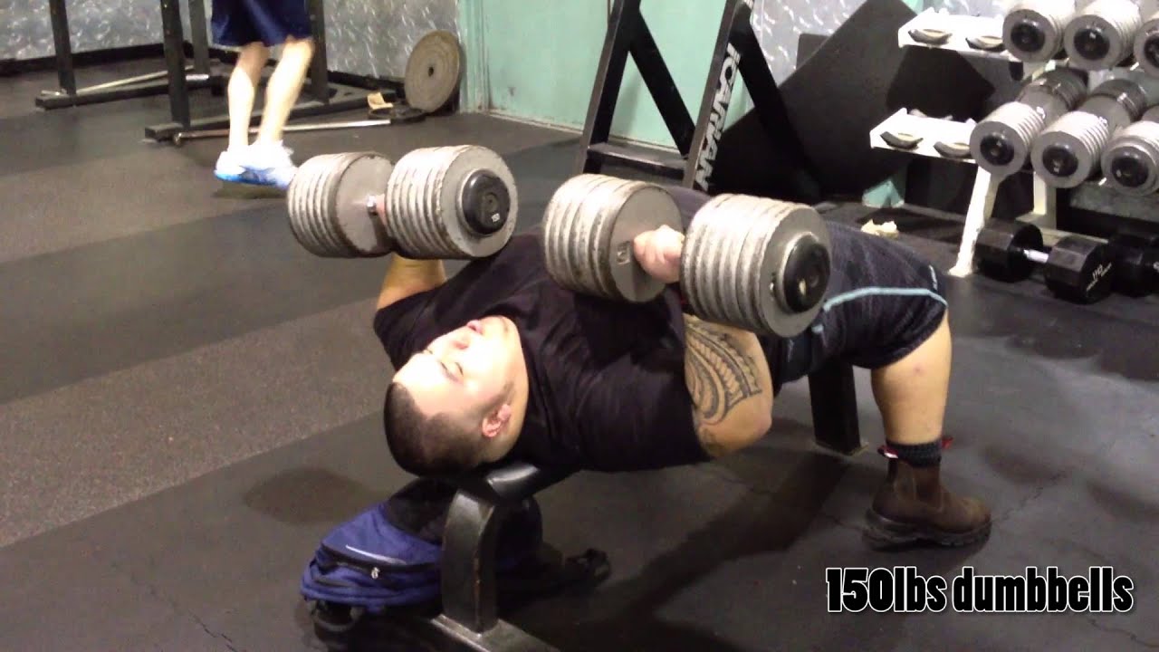 150 pounds dumbbell bench press- 1/17/2013