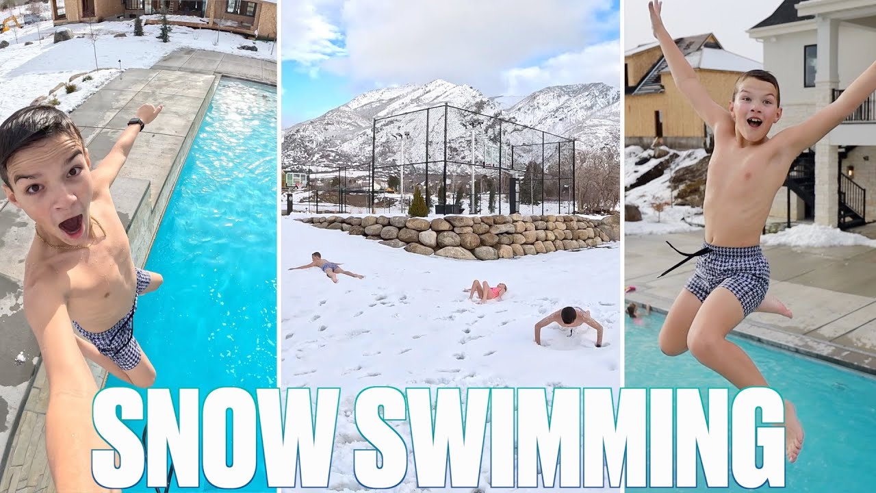 SWIMMING IN WINTER | BACKYARD SWIMMING POOL HEATED TO 95 DEGREES IN FREEZING COLD | SWIMMING IN SNOW