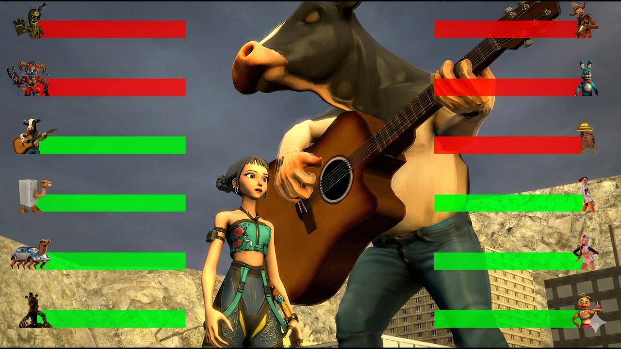 ITALIAN BRAINROT VS FNAF SOTM UCN Animatronics vs K-POP Demon HUNTERS With HEALTHBARS