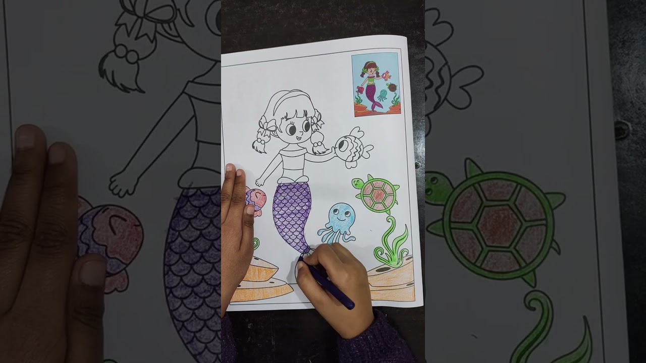 How to colour in Mermaid🧜‍♀️🧜‍♀️| Simple Colouring for kids|| Artist krishnavi 