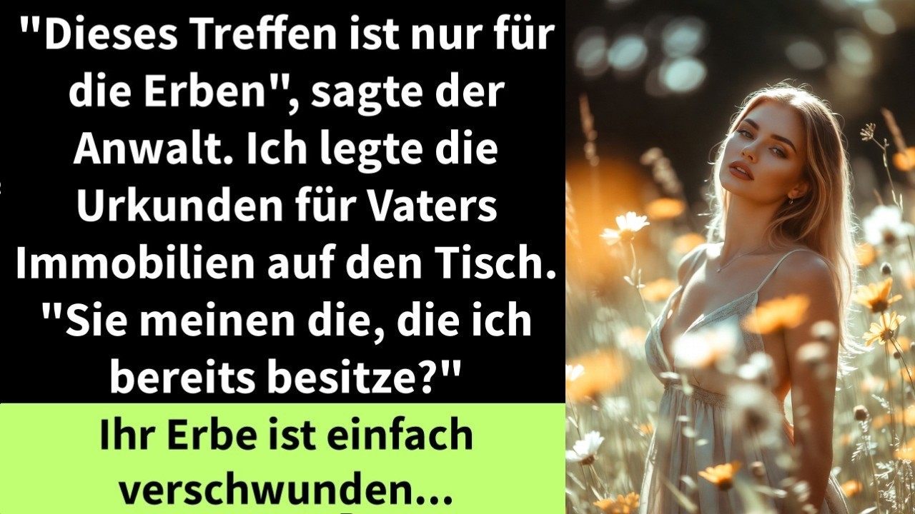 Dieses Treffen ist nur für die Erben , sagte der Anwalt  Ich legte die Urkunden für Vaters