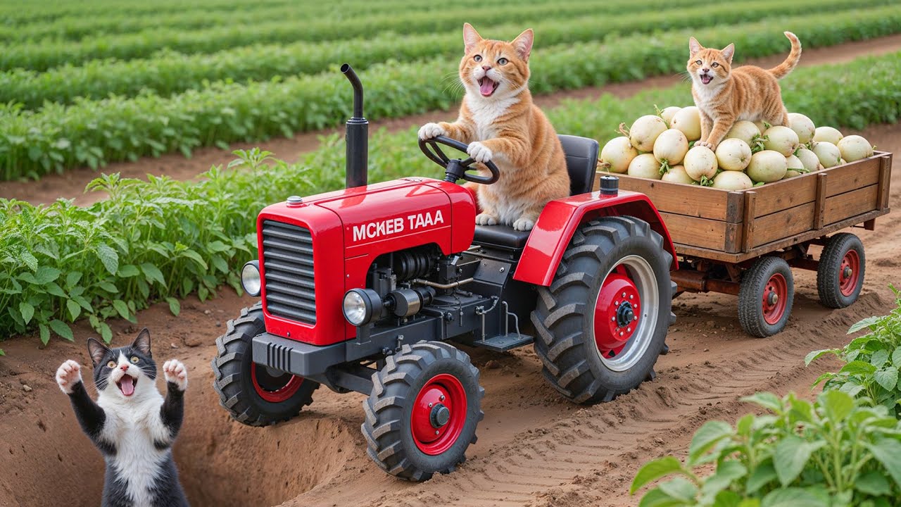 Ginger Kitten and Mother Cat Rescue an Abandoned Kitten While Harvesting White  Radish 🐾❤️🐱