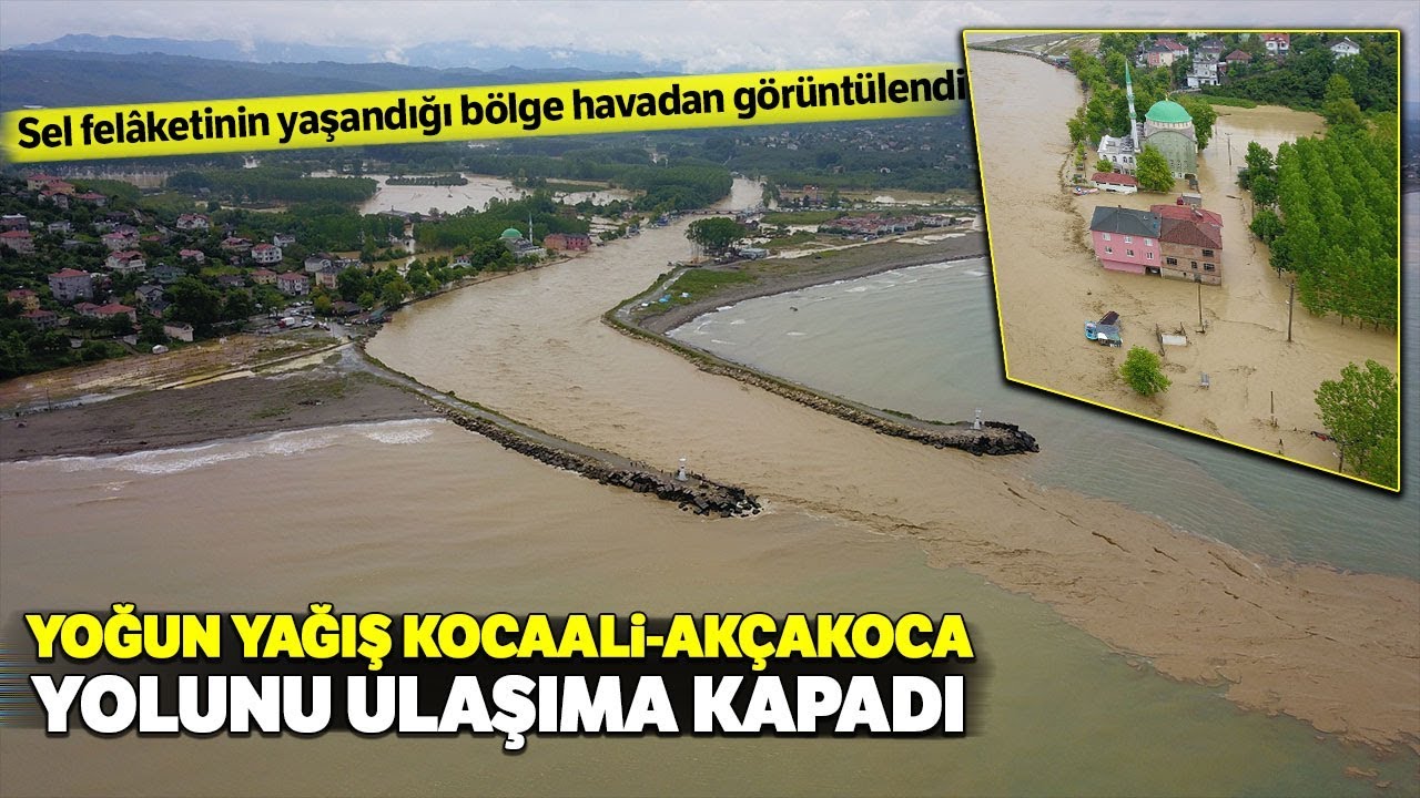 Yoğun Yağış Kocaali-Akçakoca Yolunu Ulaşıma Kapadı, İşte Bölgeden Gelen Son Görüntüler