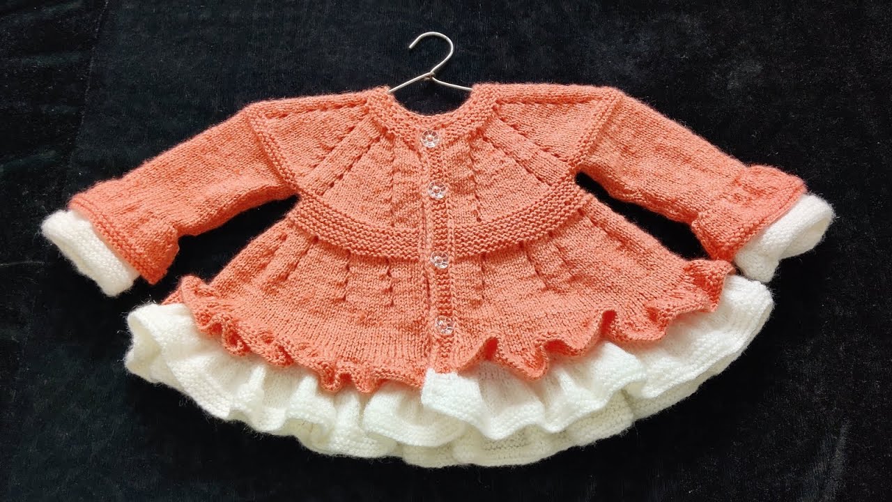 एक से दो साल के बच्चे का वूलन फ्रॉक/baby sweater design/Kids woolen frock knitting tutorial