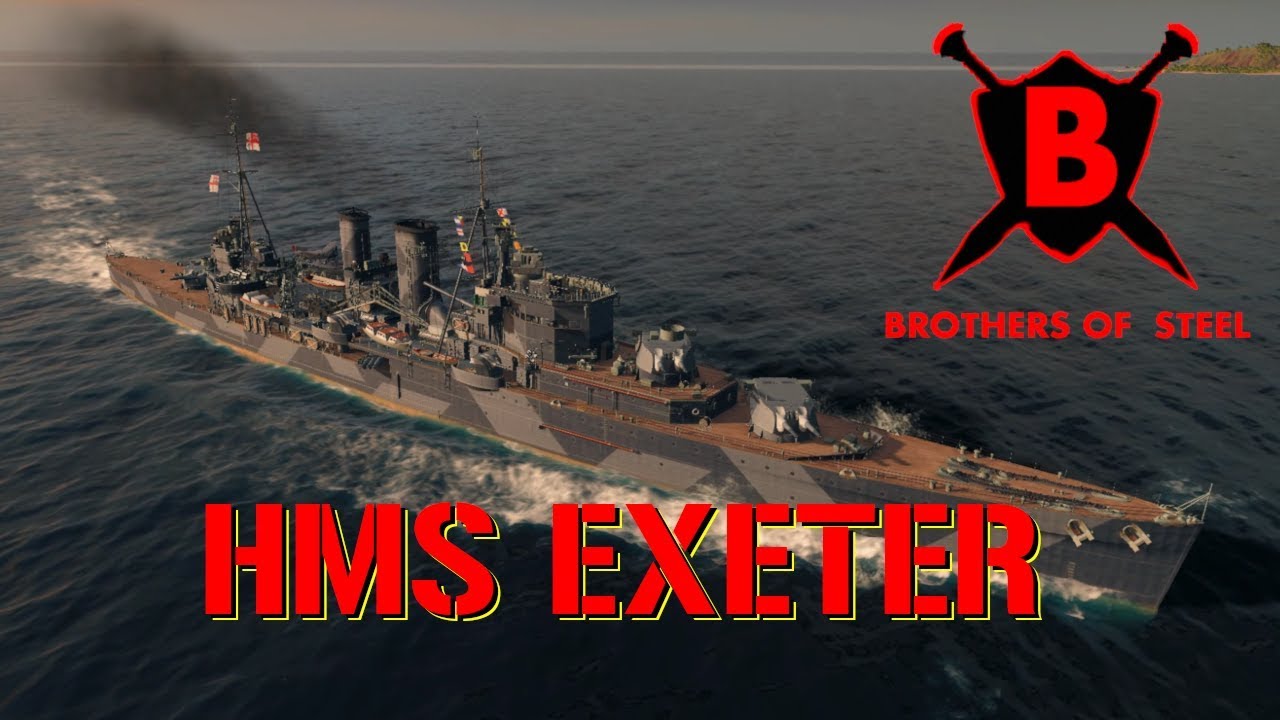 HMS Exeter - Big guns in Tier V - WoWs Gameplay - Brothers of Steel