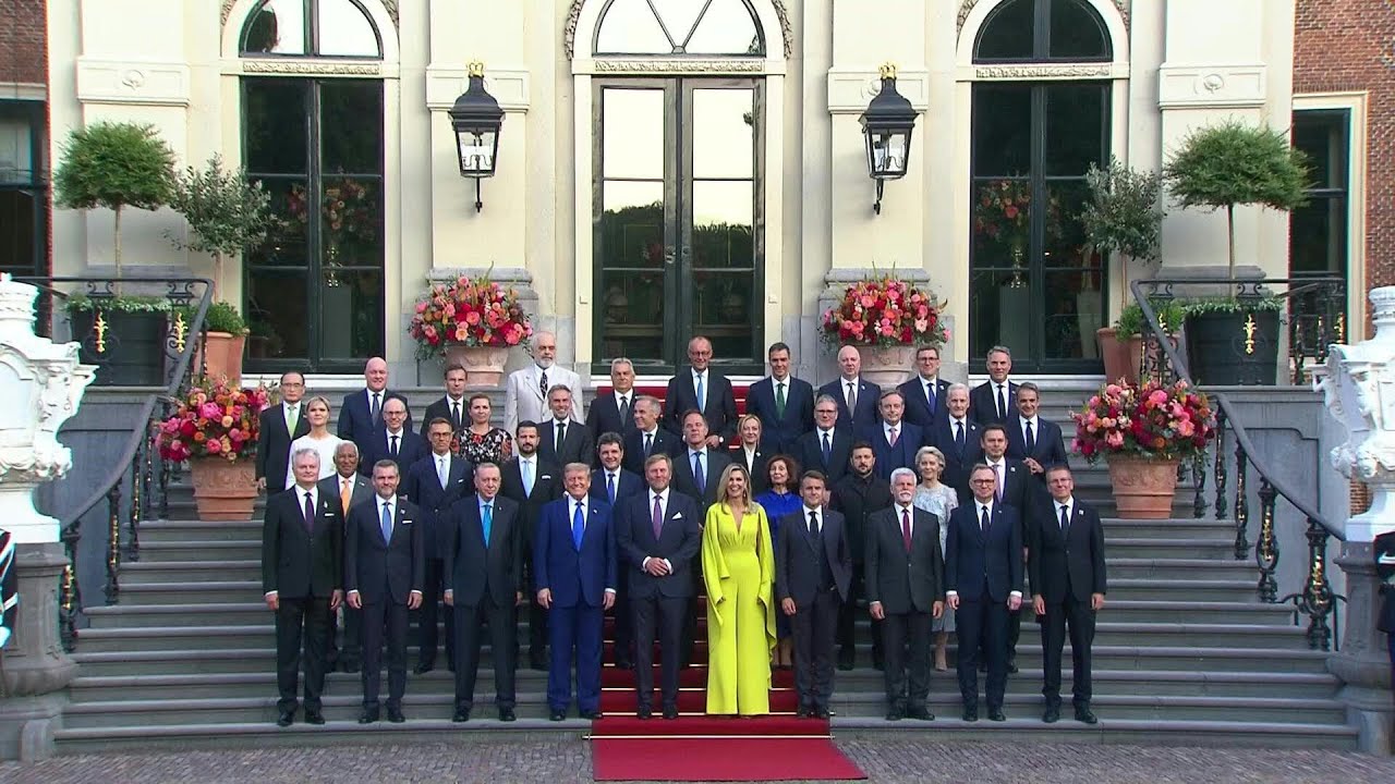 NATO leaders pose for group photo with Dutch Royal family | AFP