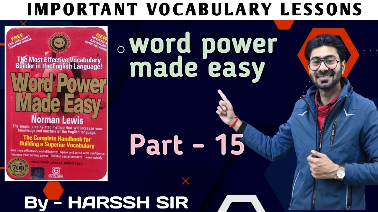 word power made easy [Class -15] By- Harssh Sir  @theEnglishAlpha ​ #wordpowermadeeasy #education