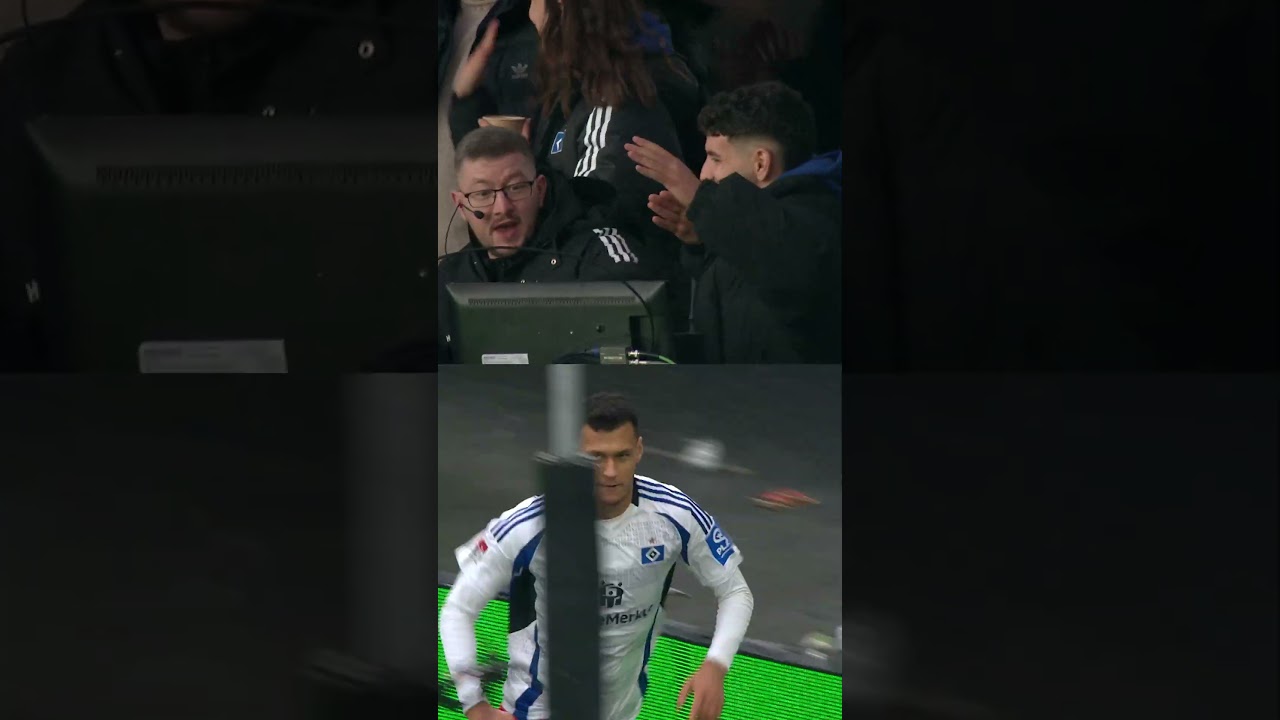 POV: DU ENTDECKST DICH SELBST IM FERNSEHEN! 😅 Daniel Elfadli feiert Davie Selkes Tor! 😍💪🏼 #nurderHSV