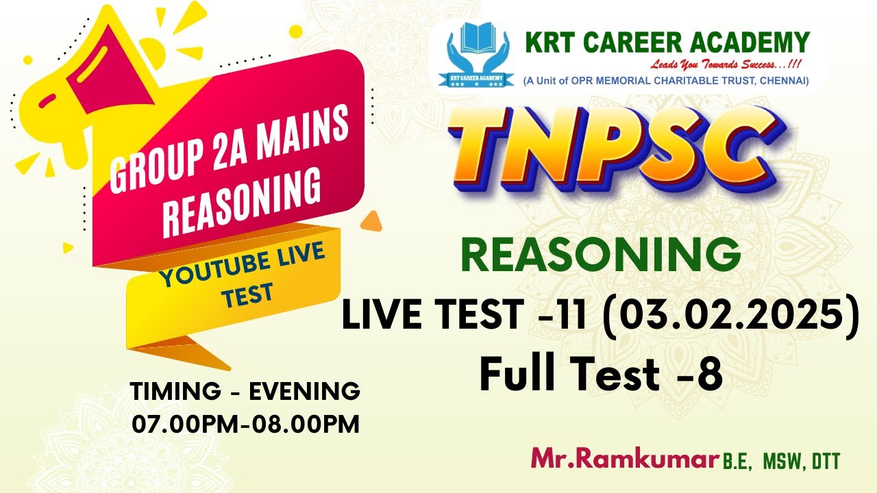 TNPSC Group 2a Mains Reasoning (40/40) Live Test - 11 | #tnpsc #tnpscgroup2amains