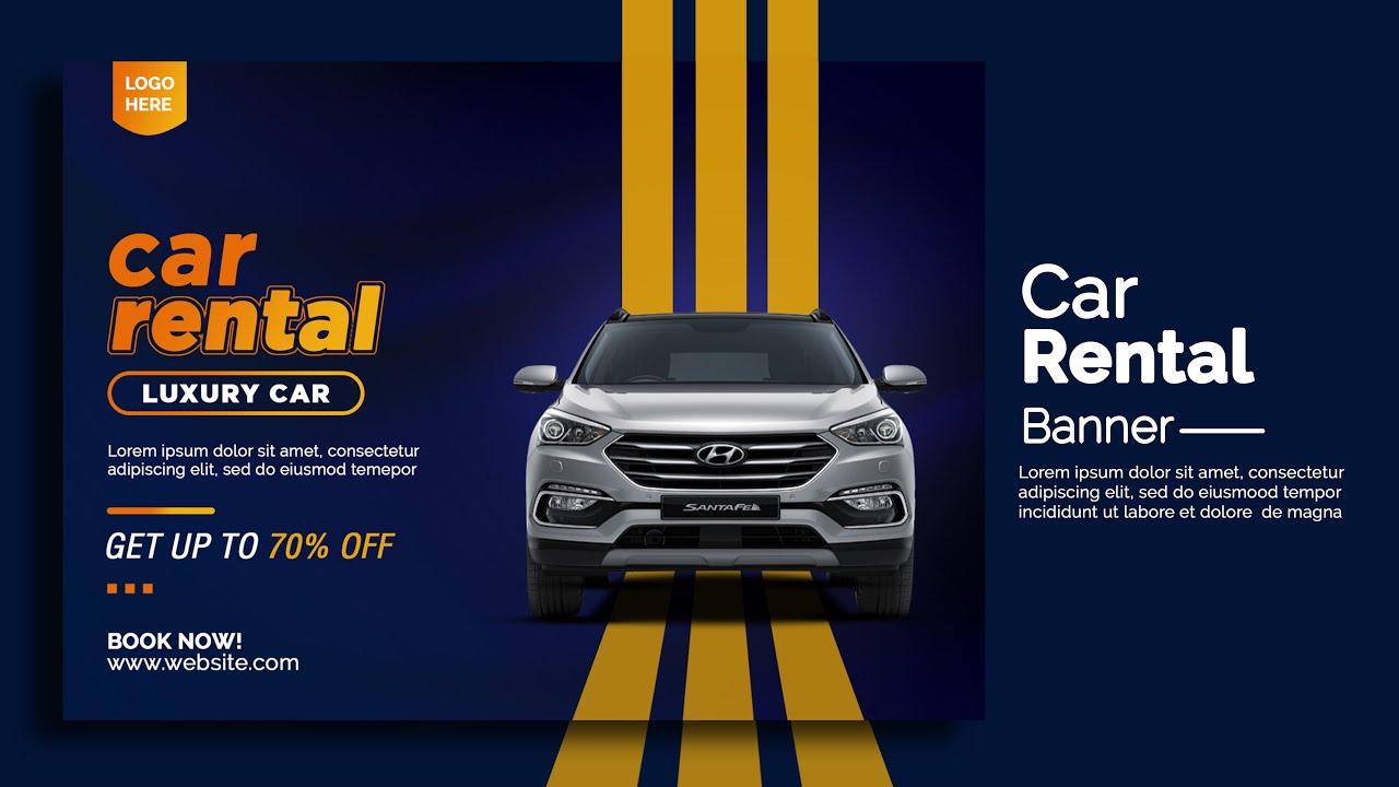 How to Design Car Rentals Banner | Banner Designs  | Photoshop Tutorials