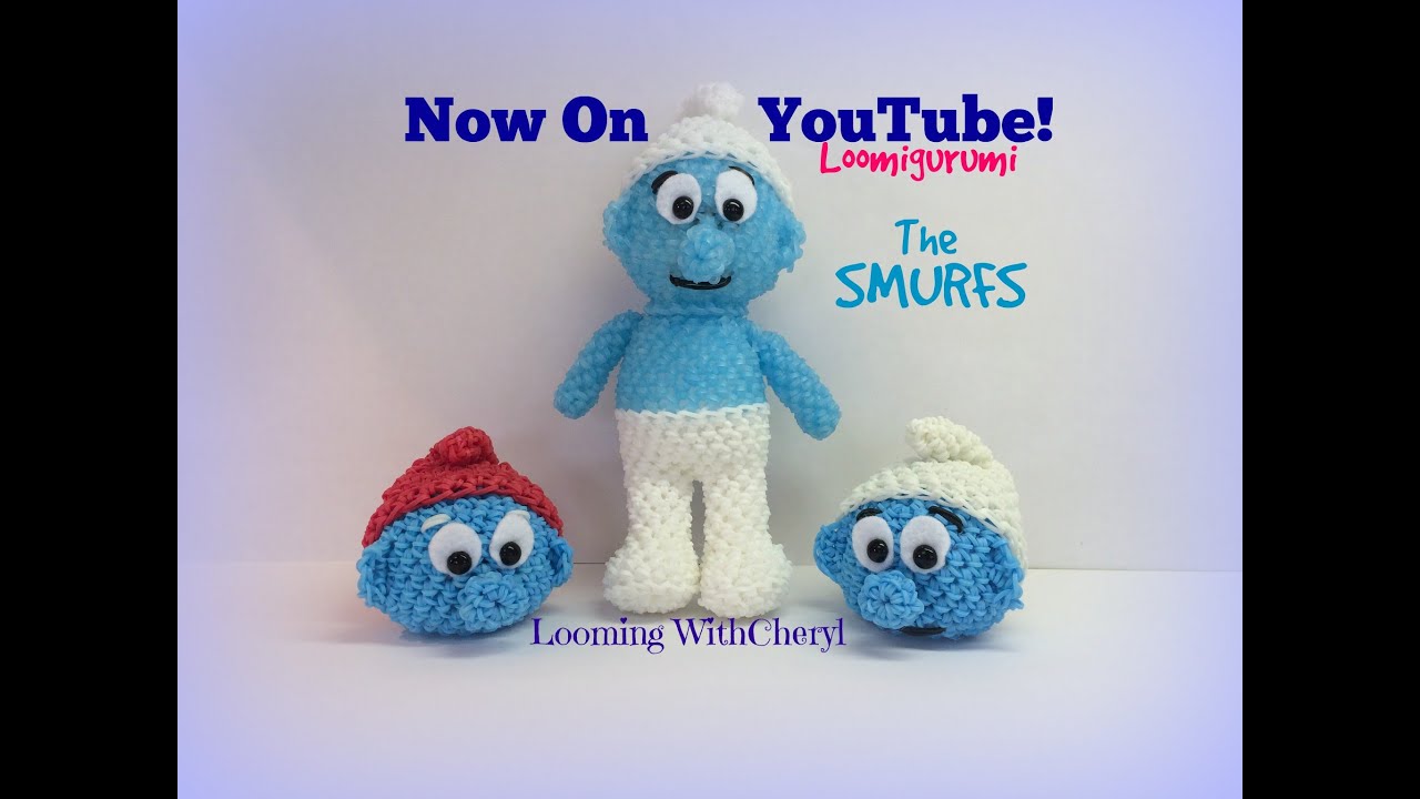Rainbow Loom SMURF / SMURFETTE HEAD (Part 1) - Loomigurumi Amigurumi Лумигуруми