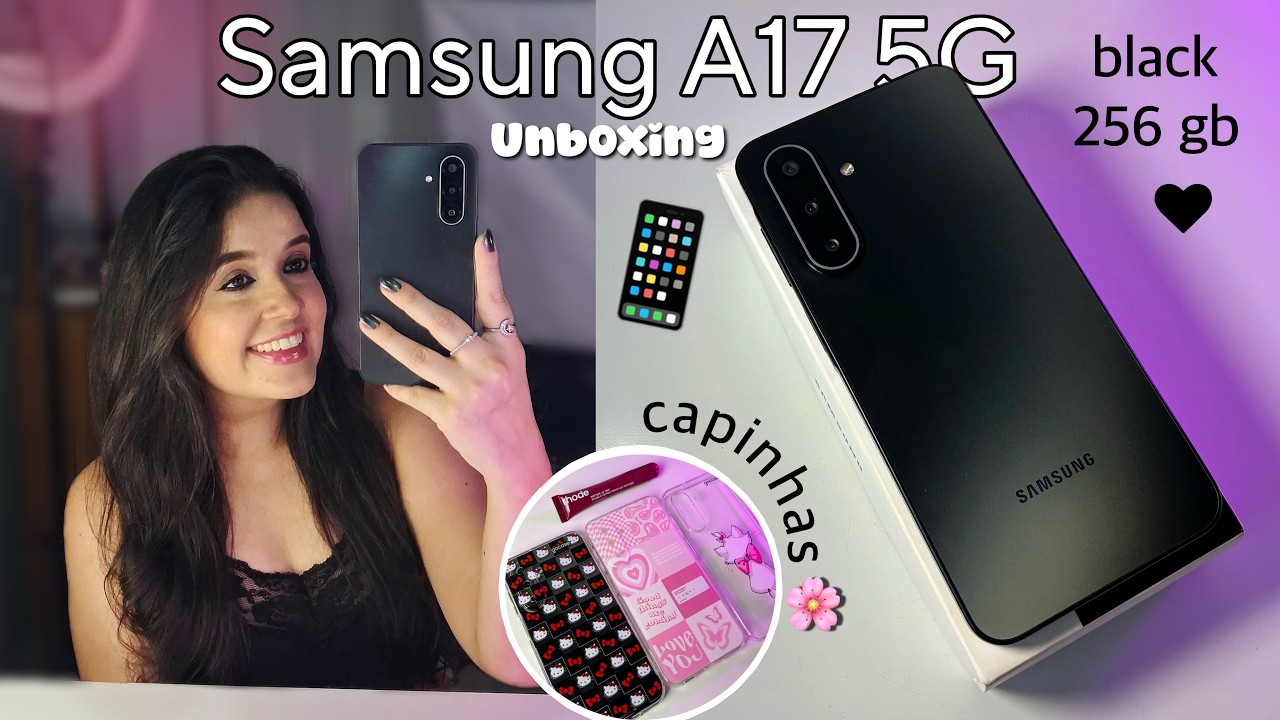 🖤Unboxing Samsung Galaxy A17 5g | MEU NOVO CELULAR | Teste de câmeras, capinhas...