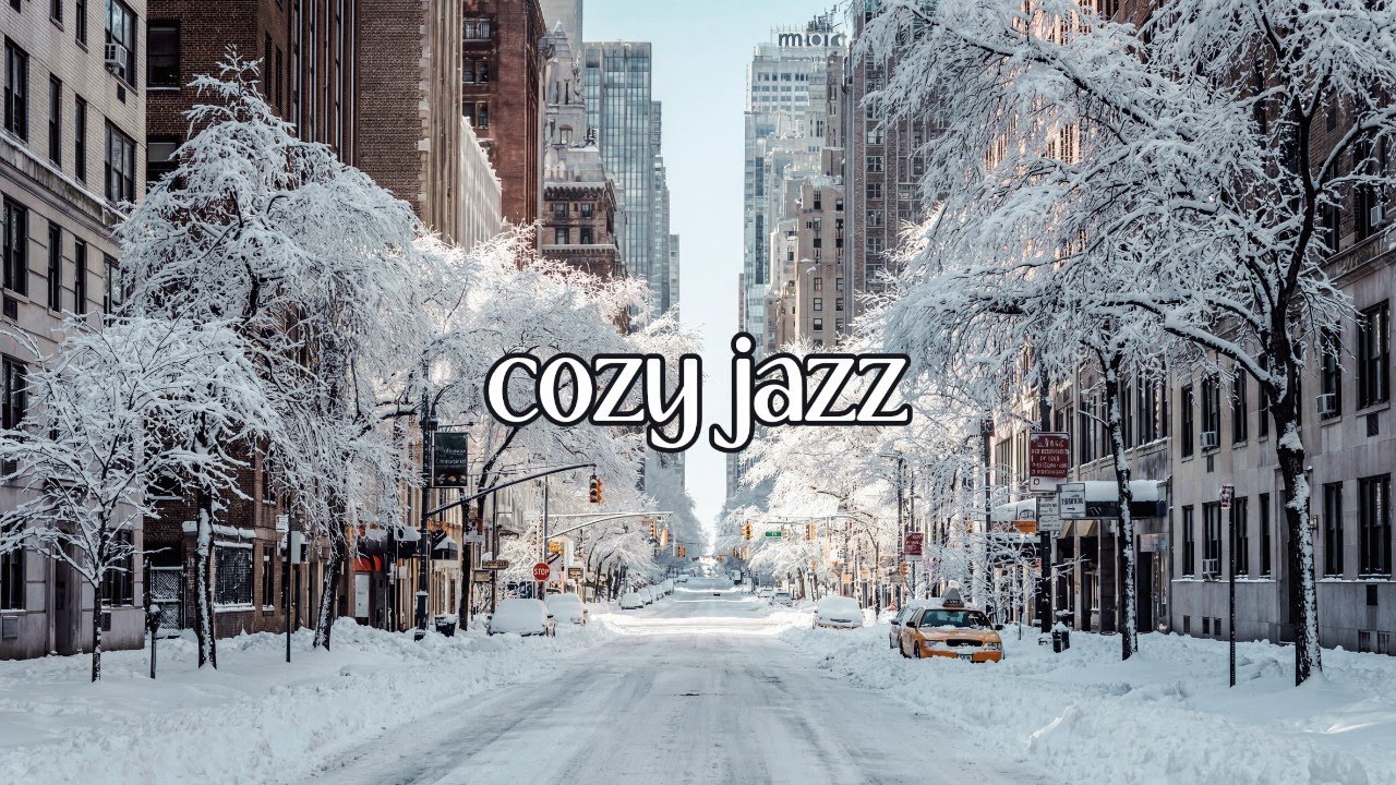 Cozy Jazz for Focus & Relaxation | Snowy City Street Winter Scene