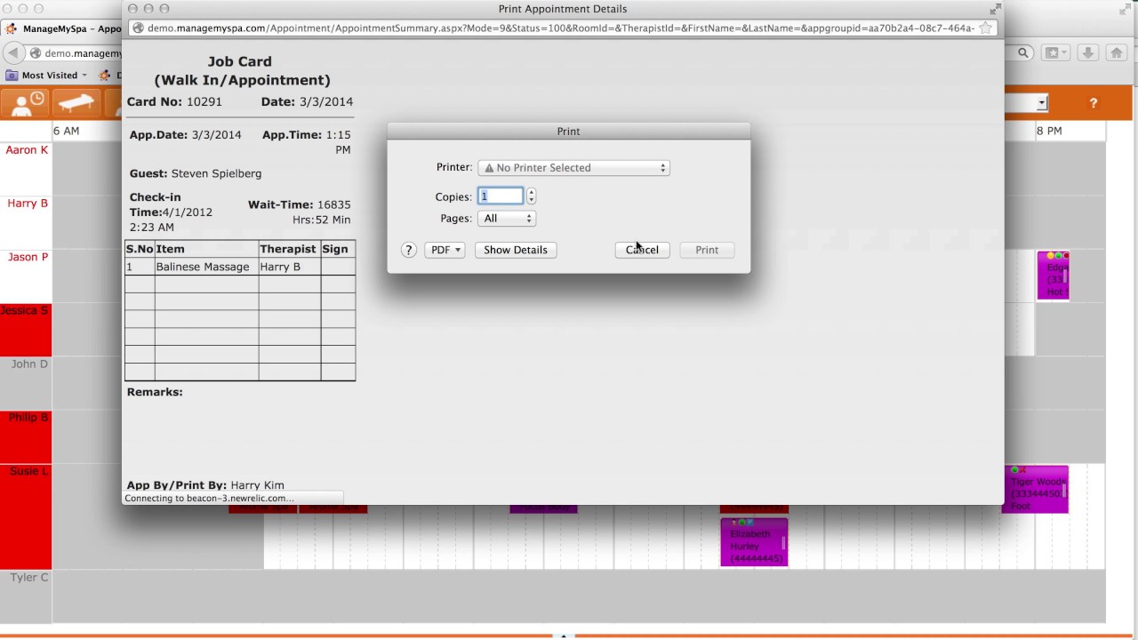 Printing a Job Card
